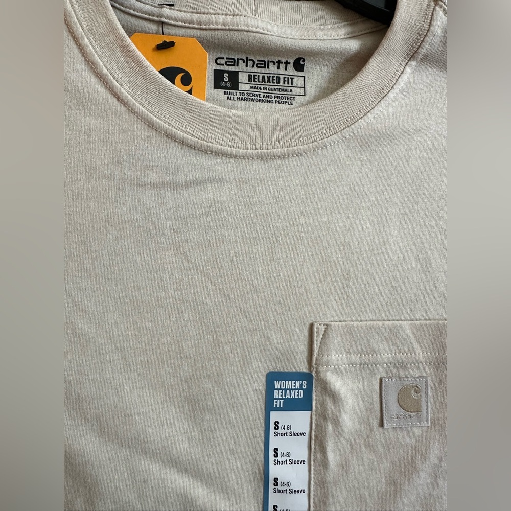 Carhartt Women’s Short Sleeve Pocket Tee with print on the back!